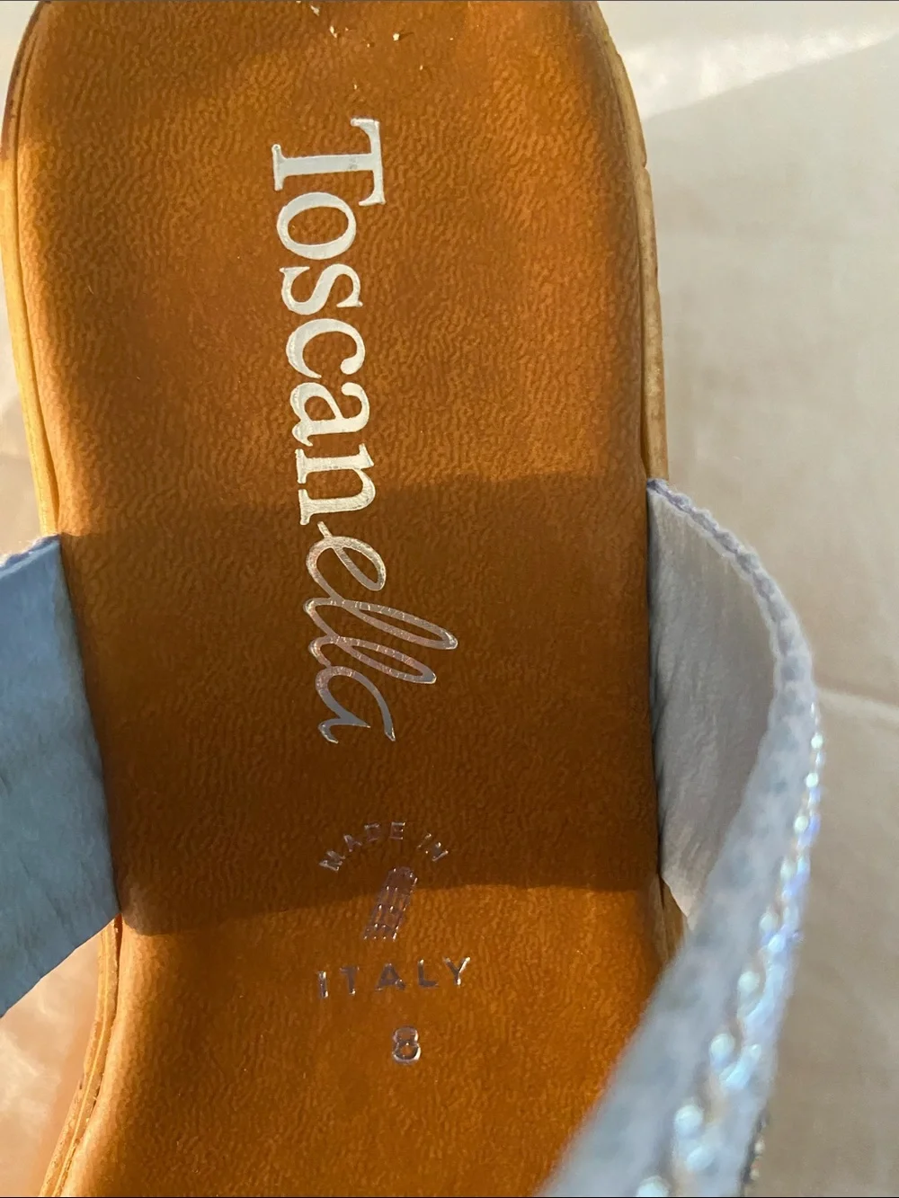 🩵Wedge Cork Sandals with  Rhinestones and Silver Stones🩵